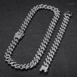 Chains Bling Iced Out Cz Collier Miami Bracelet Hip Hop 15 mm Couleur de chaîne cubaine Zircon Rimestones en acier inoxydable Bijoux Fas264a