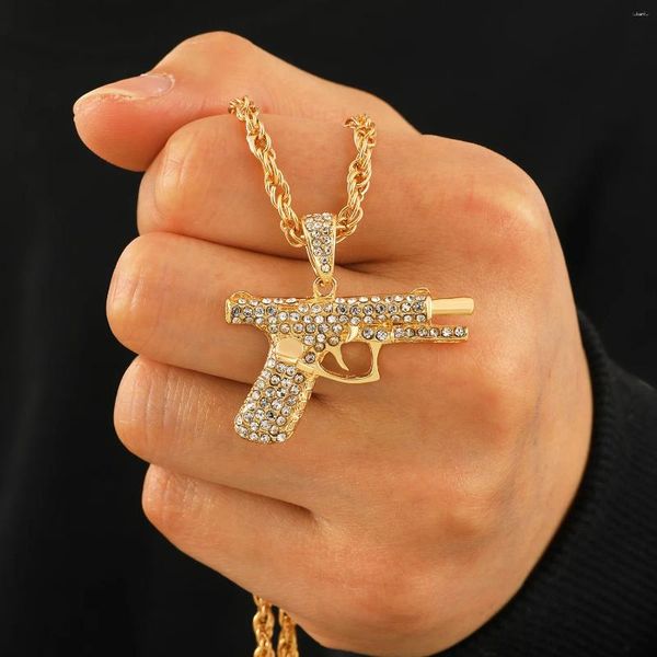 Chains Bling Iced Out Pistol Pendant Grandachine pistole