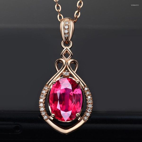 Chaînes Sang Rouge Rose Ruby Simulation Tourmaline Pendentif Femme Bijoux Homme Collier Paire Pendentifs Femme Pour Hommes Mâle