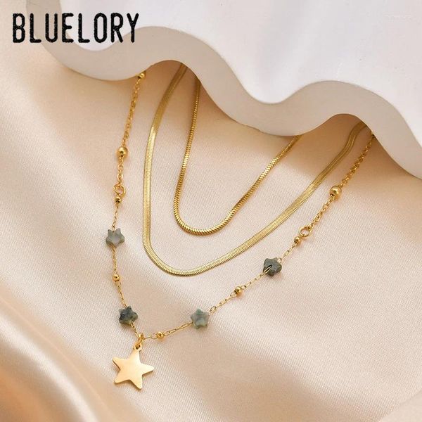 Chaines Blueory Romantic Trendy TROIS COMLOS Colliers pour les femmes Collier de mode Girls With Stars Bijoux Cadeaux