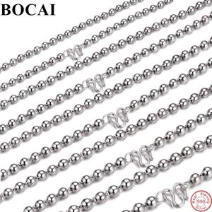 Chaînes BOCAI S990 collier en argent Sterling perle ronde chaîne de cou mode classique bouddha pur Argentum bijoux pour hommes et femmes