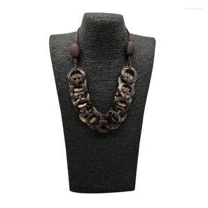 Kettingen Bohemen Verklaring Paarse Ketting Vrouwen Multi Layer Bib Kralen Houten Hanger Lange Vintage Boho Sieraden Handgemaakte Kraag