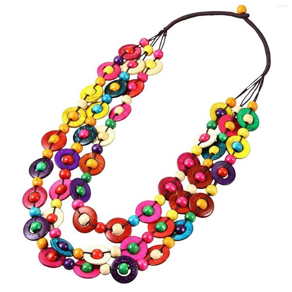 Chaînes collier de perles en bois de noix de coco bohème pour femmes filles bijoux faits à la main perlés longs cadeaux de fête des mères