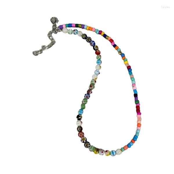 Chaines Bohème Bohemian Woven Seed Perle Collier Collier Collier Glaze Rice