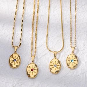 Chaînes bohème ovale chanceux pierre naturelle perles colorées pendentif bricolage chaîne en option collier en acier inoxydable pour femmes bijoux cadeau