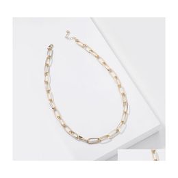 Ketens Boheemian Paperclip Chain Women ketting Rec Link Choker kraag roestvrij staal goud /sier kleurendruppel levering sieraden nekklac dhio5