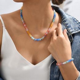 Chaînes Boho Mode Multicolore Acrylique Résine À La Main Perles Colliers Pour Femmes À La Mode Géométrique Main Cordes Charme Plage Bijoux Cadeau