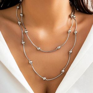 Chaînes Boho Collier de perles rondes Femmes 2024 Personnalité créative Simple Vague Longue Métal Filles Fashion Charm Bijoux Cadeau