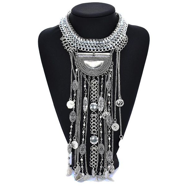 Cadenas Boho Declaración Collar Turquesa Bailarina Arnés Tribal Colgante Borla Étnica Para Mujeres Chica Hombres BoyChains