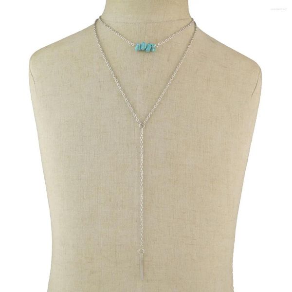 Cadenas Bohojewelry Store Collar multicapa bohemio Colgante turquesa para mujer