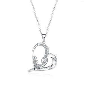 Cadenas BONISKISS Amor Corazón Mamá Letras Collares pendientes 925 Plata esterlina Mujer Joyería Collar Día de la Madre Regalo elegante