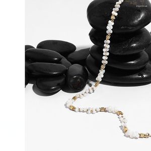 Chaînes Laiton Plaqué Or Véritable Os Joint Blanc Coquillage Perle Collier Bracelet Femme Chandail Chaîne