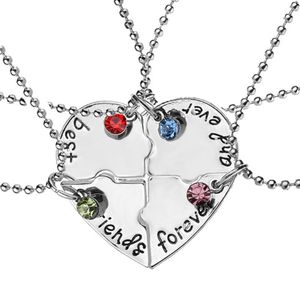 Chaînes coeur brisé bleu/vert/rouge strass collier pendentif BFF 2/4 pièces ensemble épissage bons amis membre de la famille cadeaux