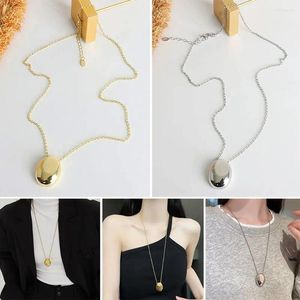 Kettingen Geborsteld Metaal Trui Keten Elegante Charme Ovale Hanger Kleding Dunne Lange Sieraden Cadeau Vrouwen Geschenken