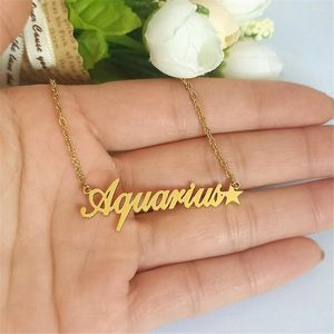 Chaînes En Vrac 10 pcs 12 Constellations Collier Femmes Signe D'astrologie En Acier Inoxydable Bijoux Du Zodiaque Pendentif Étoile Tour De Cou Cadeau D'anniversaire