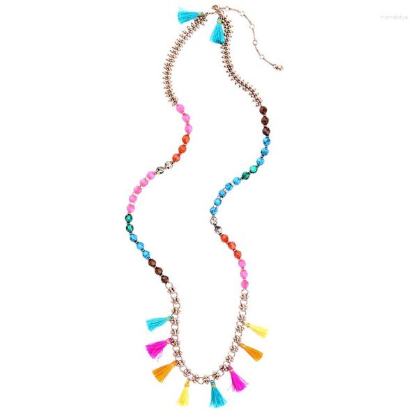 Chaînes Prix en vrac Bohême Coton Acrylique Colliers Pendentifs Ethnique Longue Chaîne Gland Collier Pour Femmes Bijoux