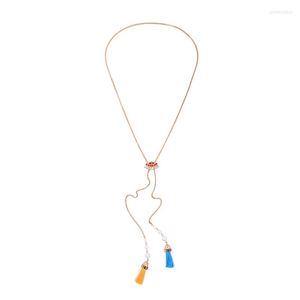 Ketens bulkprijs bohemia oranje blauw katoen acryl kettingen hangers 2023 etnische lange ketting ketting voor vrouwen sieraden