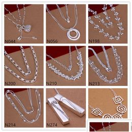 Chaînes Burst Models Femmes Sterling Sier Plaqué Colliers Gtp52 Mode Bibelots Spirale Perle 925 Plaque Collier 6 Pièces Beaucoup Mixe Dhp3U