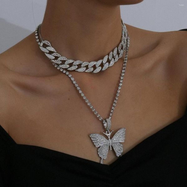Chaînes papillon pendentif collier chaîne pour femmes fermoir à bascule colliers mixte lié cercle minimaliste tour de cou