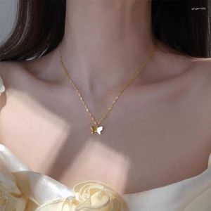 Cadenas colgante de mariposa esterling sier collar estilo femenino simple collar de cuello corto encanto joya de joyería regalo