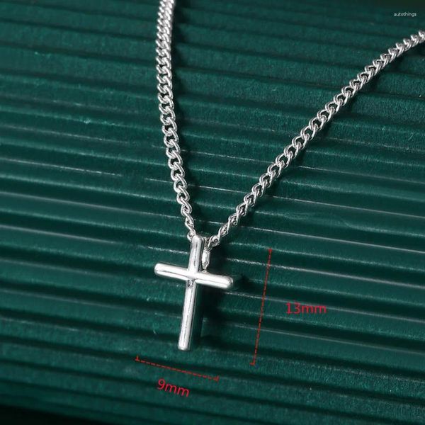 Chaînes Buyee 925 Sterling Argent Classique Croix Pendentif Chaîne Excellent Doux Petit Collier Pour Femme Fille Bijoux