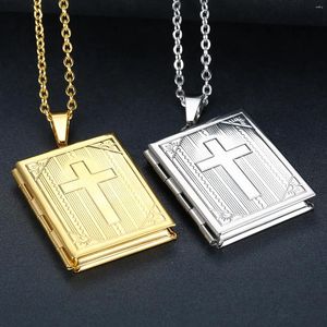 Ketten können Kreuz Bibel Po Rahmen Halskette Mode Charms Platz Speicher Medaillon Anhänger Halsketten Männer Frauen Christian Geschenke öffnen