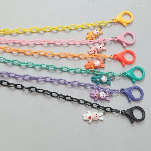 Cadenas Color caramelo Máscara acrílica de orejas largas Gafas colgantes 58 cm Antideslizante Anti-perdida Halter de moda