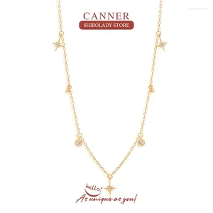 Ketens Canner Anise Star ketting voor vrouwen 925 Sterling Silver Rock Punk Pundente Initiële lange keten Fine Jewelry Collares Wedding