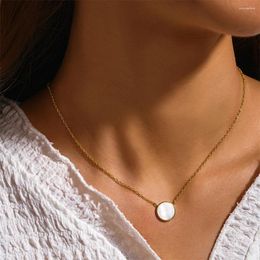 Chaines Canner Real 925 Collier en argent sterling pour femmes Fritillaria Disque lisse zircon 18k Gold Fine Jewelry Party Party