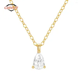 Chaînes CANNER Triangular Zircon 925 Collier en argent sterling pour femmes minimaliste Pendente longue chaîne de mariage bijoux fins Bijou