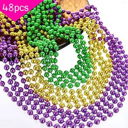 Chaînes Carnaval Party Vert Jaune Violet Collier Perles Ensemble 48pcs Accessoires Décoratifs Colliers Étoiles Pour Femmes Pendentif