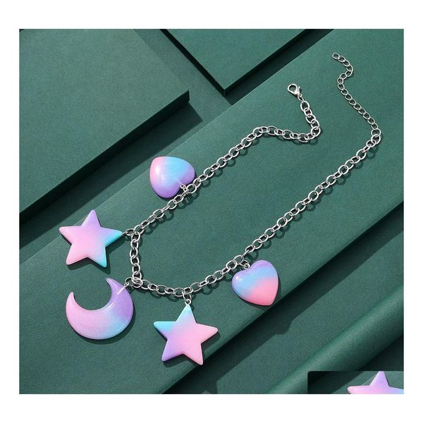 Chaînes Dessin Animé Créatif Petit Ours Étoile Lune Collier Personnalisé Mode Fruit Fleur Ornement Drop Delivery Bijoux Colliers Stylo Otfsf