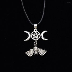 Chaînes Celtique Gothique Wicca Halloween Accrocher Chauve-Souris Pentagramme Pentacle Pendentif Collier Bijoux