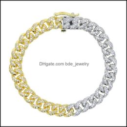 Chaînes Chaînes 2021 7mm Largeur Demi-Or Couleur Sier Deux Tons Placage CZ Double Curb Cubain Lien Chaîne Collier Ras Du Cou Européen Drop Del Dhxhr