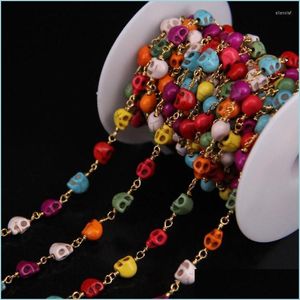 Ketens kettingen 5meter/kavel gemengde turquoises SKL vorm rozenkrans ketting natuurlijke goudplaat draad gewikkeld schakel Diy ketting deli dhgarden dh3pz