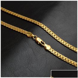 Chaînes Chaînes 5 mm 18k Gold plaqué Hiphop Chain Chain Colliers pour femmes Jijouries Hip Hop Fashion Party Gift 1624 pouces D DHVD0