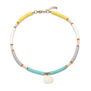 Kettingen Boho 6Mm Polymeer Klei Heishi Kralen Ketting Choker 2023 Witte Sint-jakobsschelp Natuurlijke Parel Zomer Boheemse Strand Surfer Ketting D Dhhza