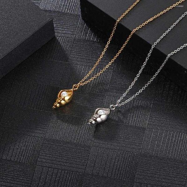 Kettingen Kettingen Roestvrij Staal Delicate Gouden Slak Hanger Ketting Damesmode Schelp Parel Sieraden Cadeau Voor Hem Met Ketting