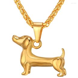 Cadenas ChainsPro perro colgante Dachshund collar oro negro Color acero inoxidable joyería Animal lindo