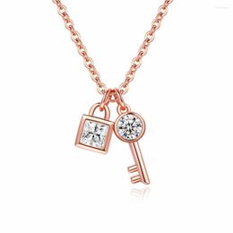 Cadenas Charm Hanger Ketting Voor Vrouwen Rose Gold Crystal Key Sieraden Meisje Verstelbare Zirkoon Kettingen Fasion Gift