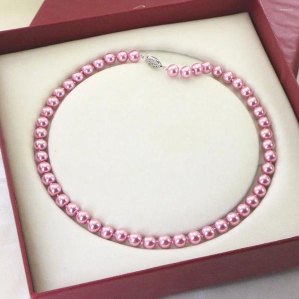 Chaînes Charme Mode 8mm Rose Océan Coquillage Collier De Perles 18 