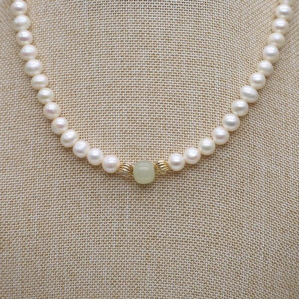 Chaînes charmant collier de perles d'eau douce naturelle coquille mère perles rondes mariage mariée fête bijoux accessoires cadeau