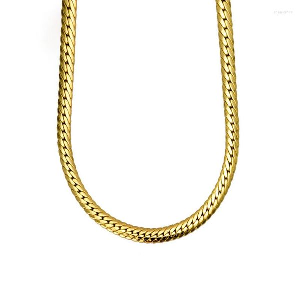 Cadenas Charmoment Curb Collar de cadena de eslabones cubanos para hombres y mujeres Gargantilla lateral de 6 mm Color dorado Punk Hiphop Street Moda Hombre Joyería Regalo