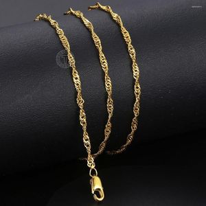 Chaînes Chic mince 2mm couleur or jaune collier pour femmes Girs vague torsadé lien chaîne élégant mode bijoux en gros GN479