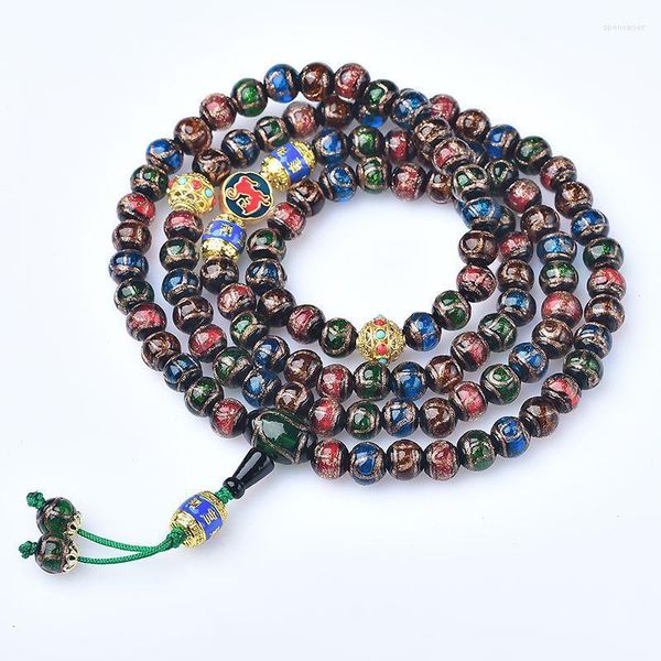 Cadenas china YouHegong Incienso Glaze gris 12 Signos del zodiaco 108 BUDDHA Rosary Beads para hombres Collar de pulsera para mujeres Hermana
