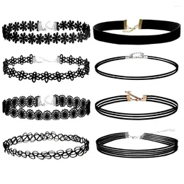 Catene Girocollo Collana Set Pizzo Velluto elasticizzato Pezzi classici gotici 8 collane Pendenti Laye Hold