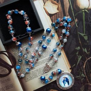 Kettingen Christian Retro Cross Versierd Mary Blessing Rozenkrans Gebed Ketting Amulet Religieuze sieraden