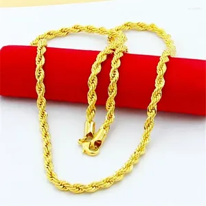 Chaînes CHUANGCHENG 24K Collier en or galvanisé 4mm Chaîne de corde torsadée pour hommes et femmes Cadeau de bijoux de mariage