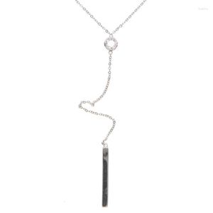 Chaînes Cercle Lariat Colliers Skinny Bar Goutte Délicate Or 925 En Argent Sterling Superposition Longue Y CollierChaînes