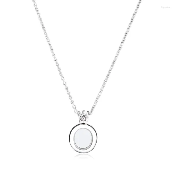 Chaînes CKK Argent 925 Bijoux Flottant Médaillon Couronne O Collier Pour Femmes Original Sterling Fabrication